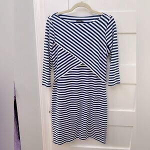 J. McLaughlin Navy Blue and White Striped Mini Dress